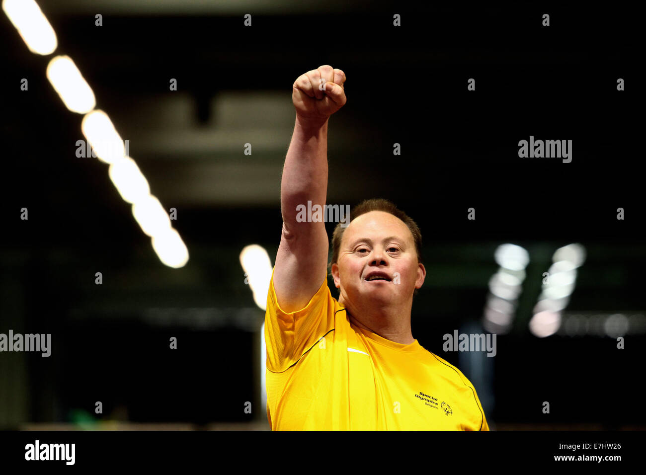 Antwerpen, Belgien. 17. September 2014. Athleten führen während der 4. Tag der Special Olympics Summer Games 2014 in Antwerpen am 17. September 2014 Credit: Yiannis Kourtoglou/Alamy Live News Stockfoto