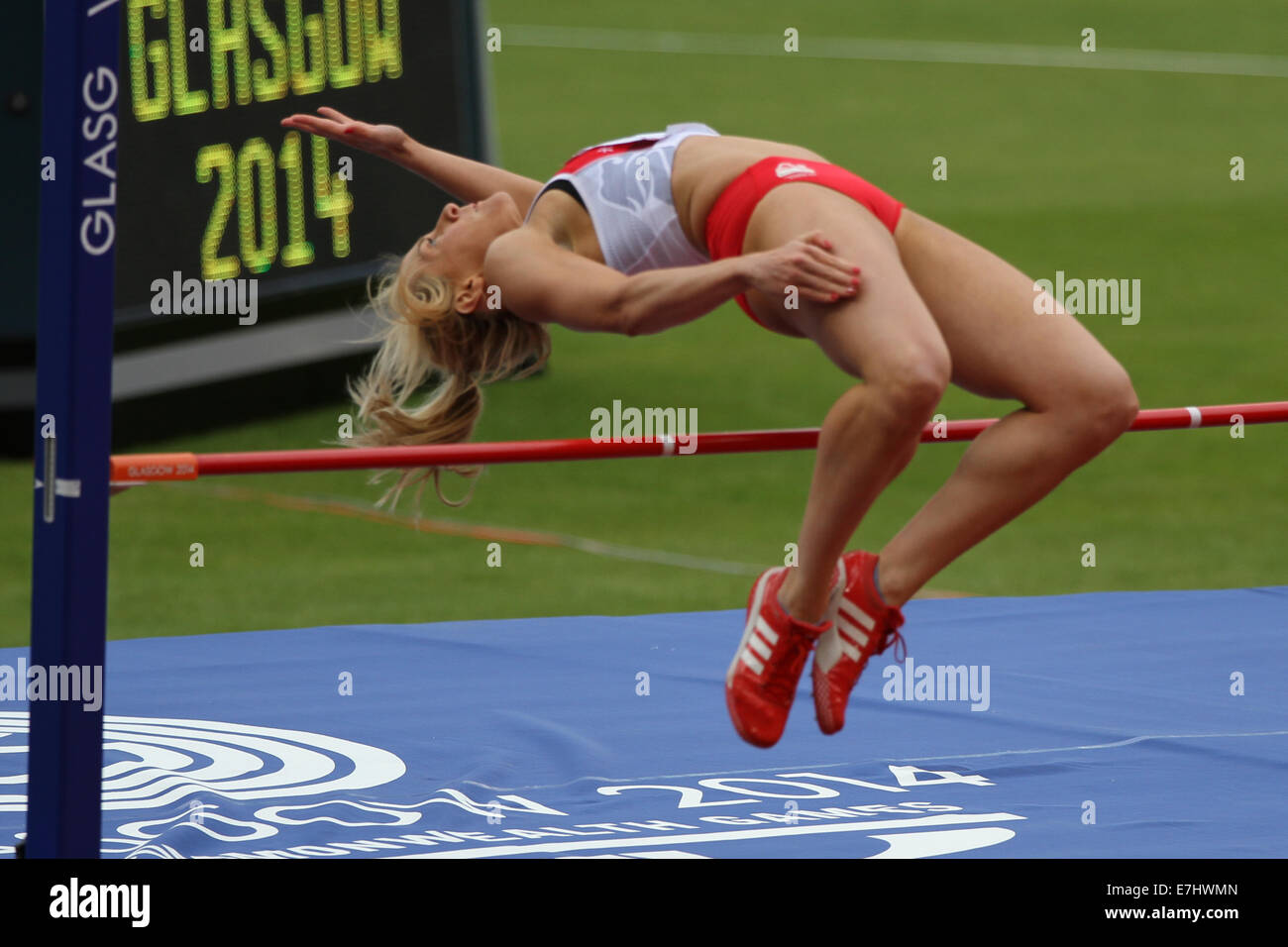 Jessica TAYLOR von England im Hochsprung der Frauen Siebenkampf im Hampden Park in die Commonwealth-Spiele 2014 Glasgow Stockfoto