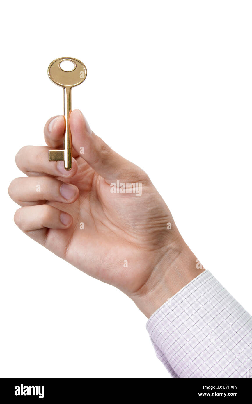 Business Mann Hand Taste auf isoliert auf weißem Hintergrund Stockfoto