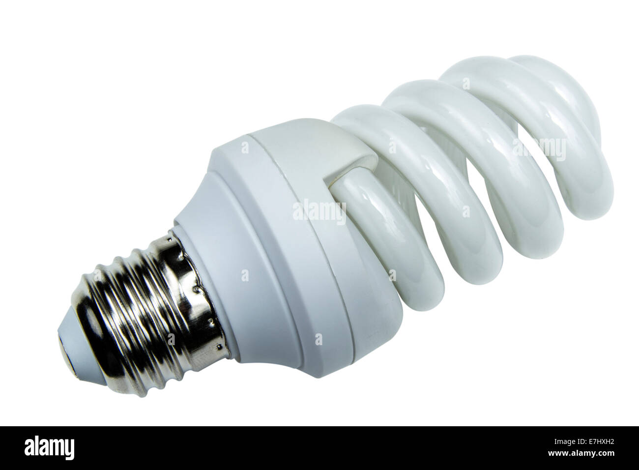 Energie effiziente Glühbirne isoliert auf weißem Hintergrund mit Beschneidungspfad Stockfoto