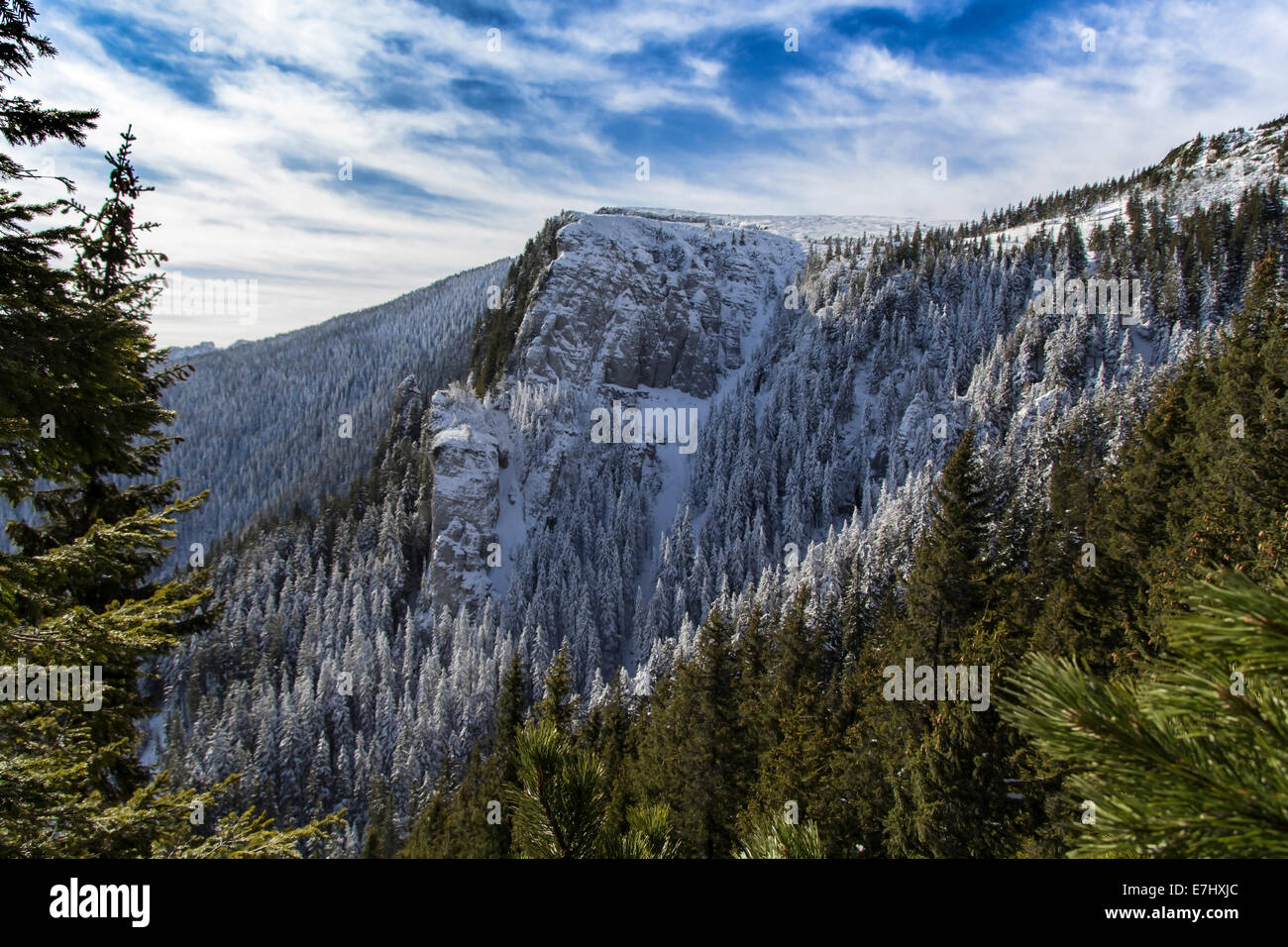 Winter Berglandschaft der Ceahlau Berge in Rumänien Stockfoto