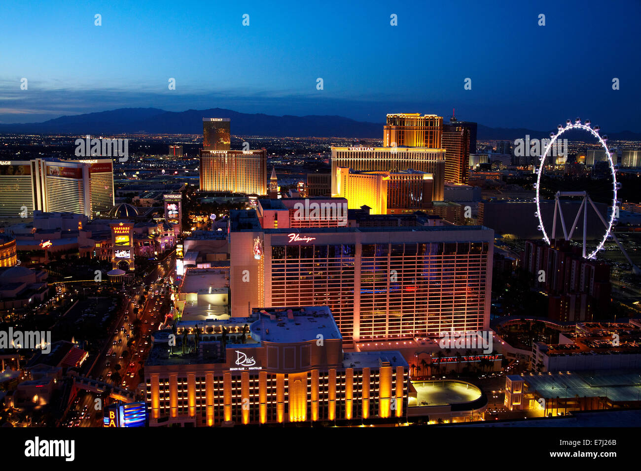 Blick Auf Las Vegas Und High Roller Riesenrad In Der