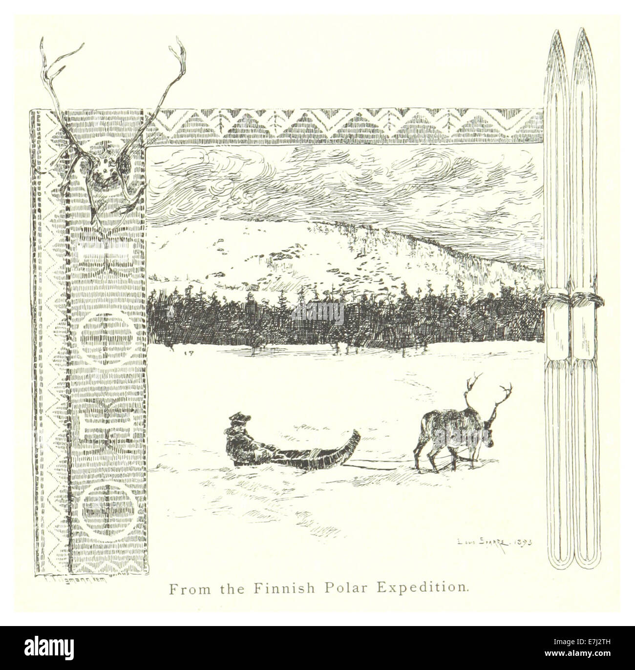 Mechelins Publikation von 1894 enthält Illustrationen, Karten und Texte der finnischen Polarexpedition, die ihre Erkundung der Polarregionen und die wissenschaftlichen Erkenntnisse dokumentieren. Stockfoto