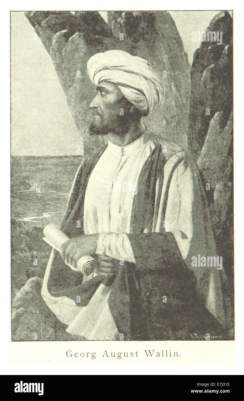 Seite 305 von Mechelins Werk von 1894 zeigt ein Porträt oder eine biographische Studie von Georg August Wallin, einem finnischen Gelehrten und Orientalisten, der für seine Beiträge zur Arabischen Forschung bekannt ist. Stockfoto