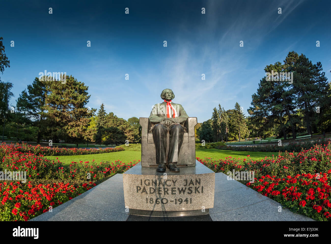 Ignacy Jan Paderewski Statue (polnische Musiker und Stateman) im Ujazdowski-Park, Warschau, Polen Stockfoto
