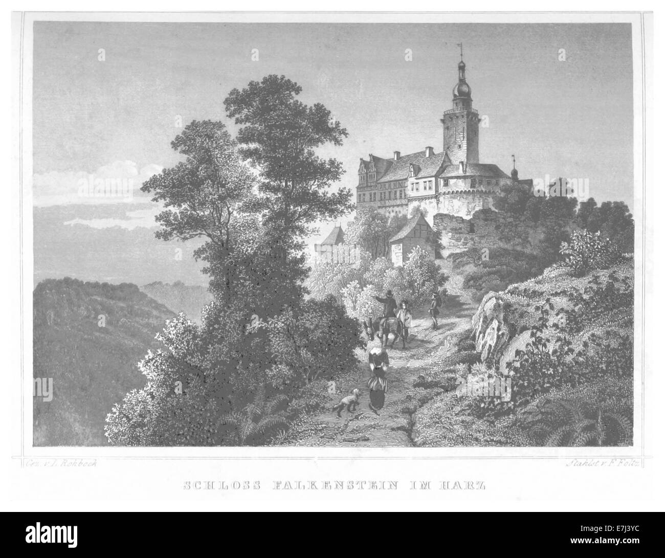 POPPEL(1852) p579 SCHLOSS FALKENSTEIN IM HARZ Stockfoto