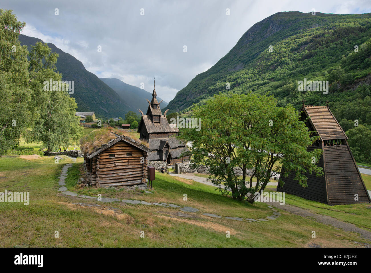 Die magische Stabkirche in Borgund, Norwegen Stockfoto