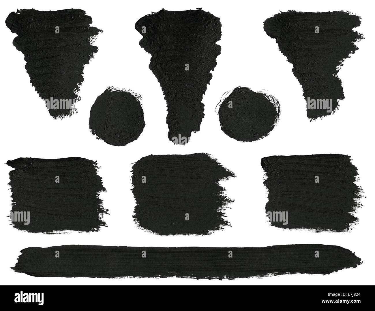 Sammlung von schwarzen Pinselstrichen. Stockfoto