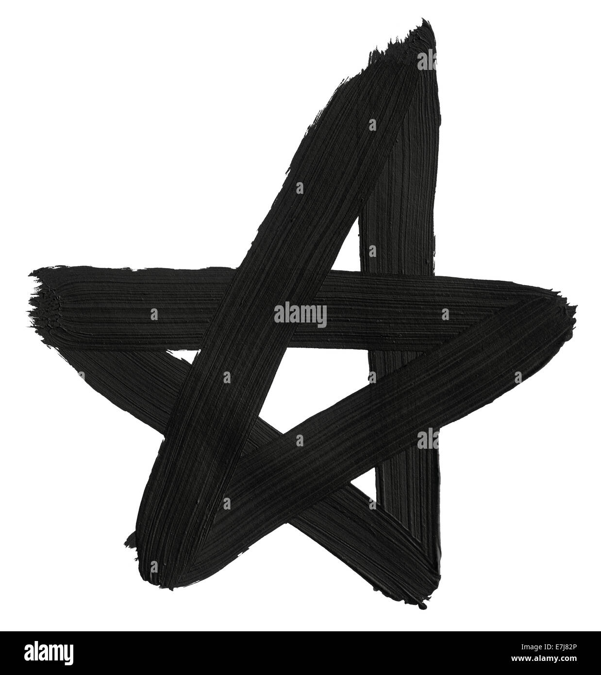 Schwarze Hand gemalt Sterne. Grunge-Symbol. Stockfoto