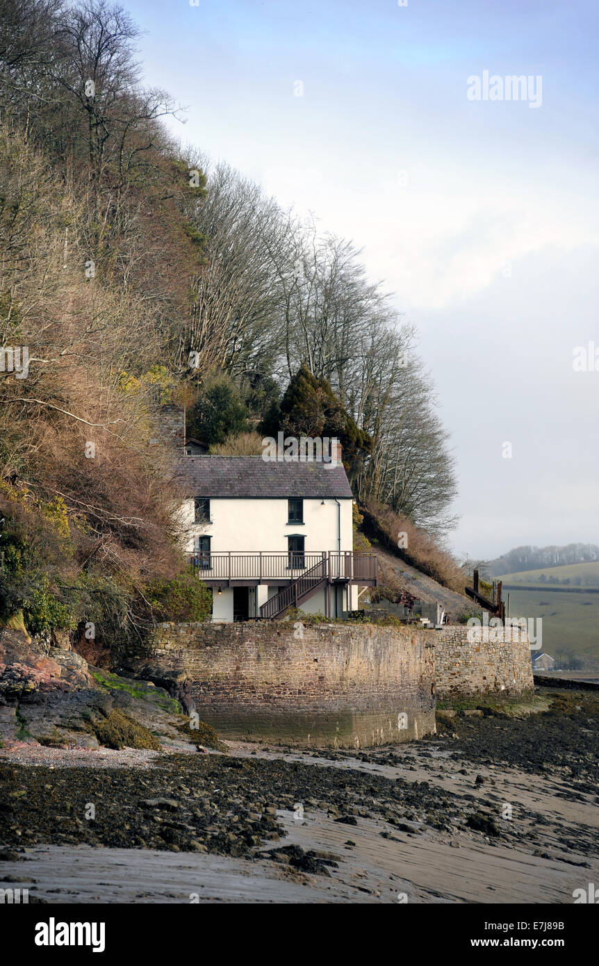 Dylan Thomas Boathouse in Laugharne an der Mündung der Taf in Carmarthenshire, Wales UK Stockfoto