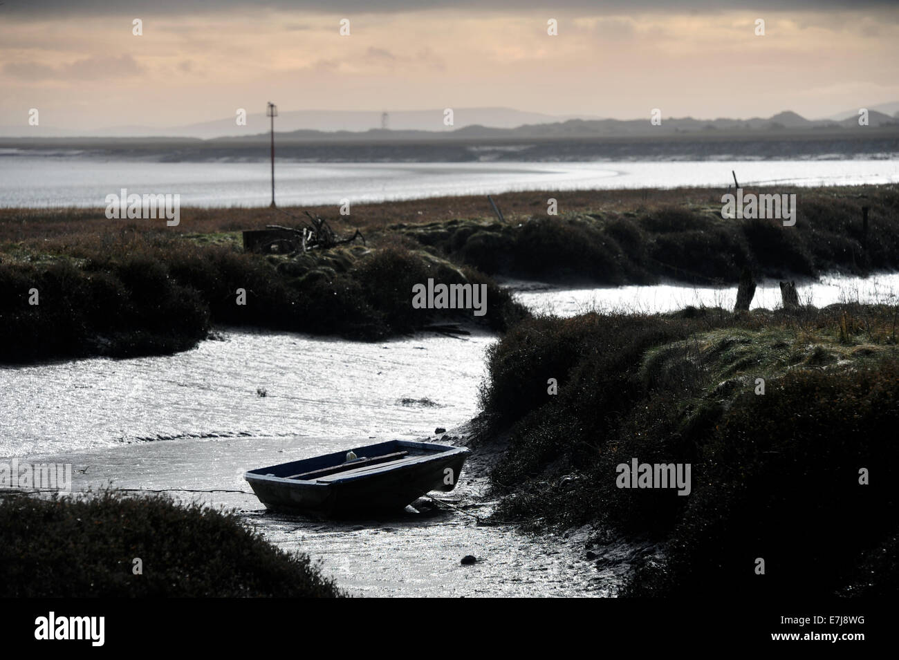 Gezeiten-Bucht in der Nähe von Laugharne Castle an der Mündung der Taf in Carmarthenshire, Wales UK Stockfoto