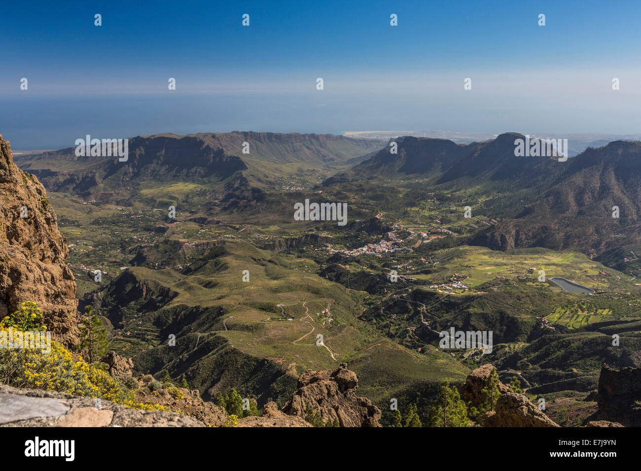 Blick vom Pico de Las Nieves, Dünen von Maspalomas auf der Rückseite, Gran Canaria, Kanarische Inseln, Spanien Stockfoto
