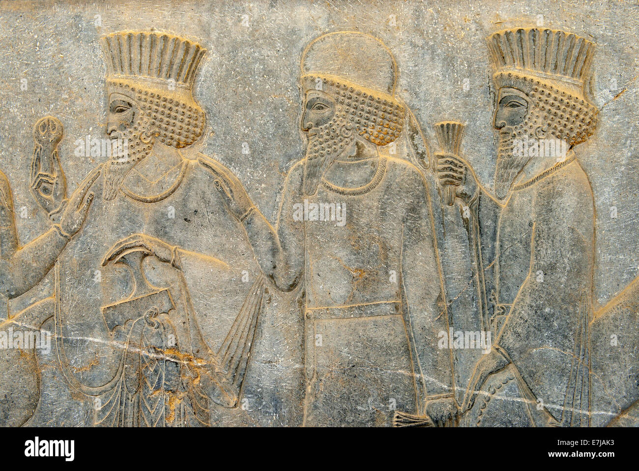 Basrelief des persischen und Median Soldaten auf der Apadana Palast, Achaemenid archäologische Stätte von Persepolis Stockfoto