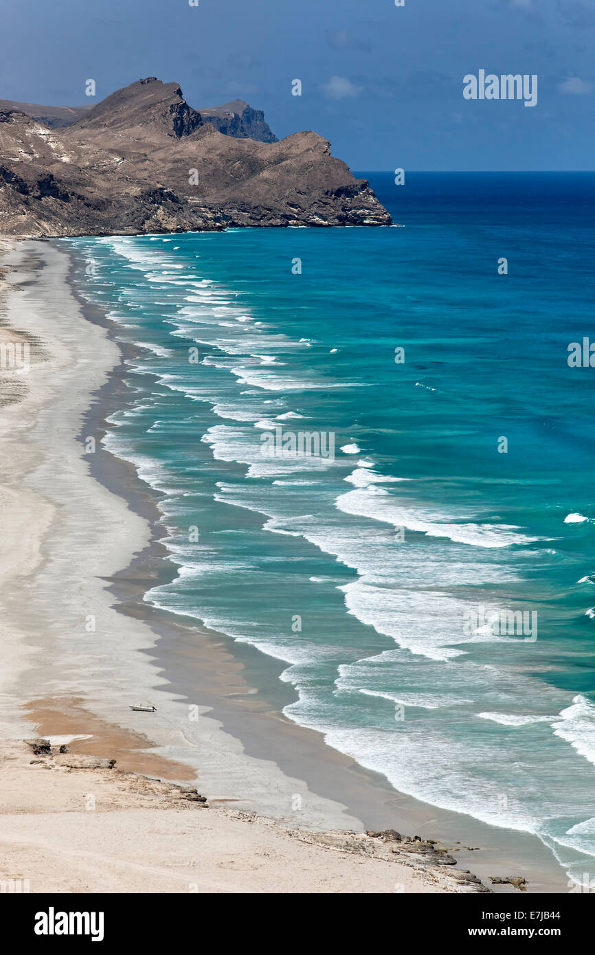 Küste, Strand von Al Mughsail, Salalah, Dhofar Region, Sultanat Oman, Arabische Halbinsel Stockfoto