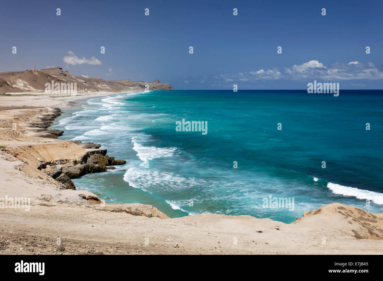 Küste, Strand von Al Mughsail, Salalah, Dhofar Region, Sultanat Oman, Arabische Halbinsel Stockfoto