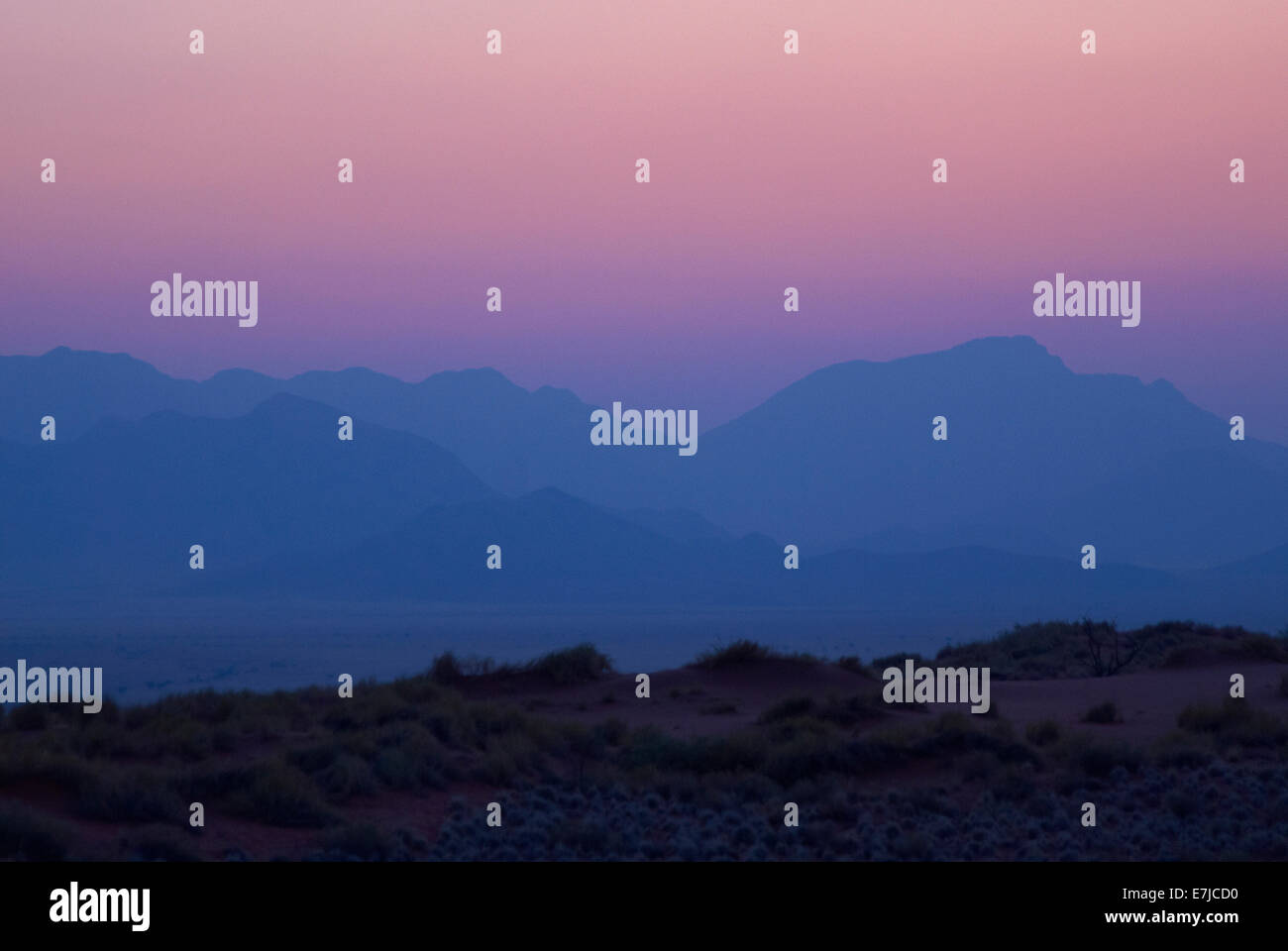 Afrika, blaue Stunde, Namibia, Sonnenuntergang, Wolwedans, Wüste, Stockfoto