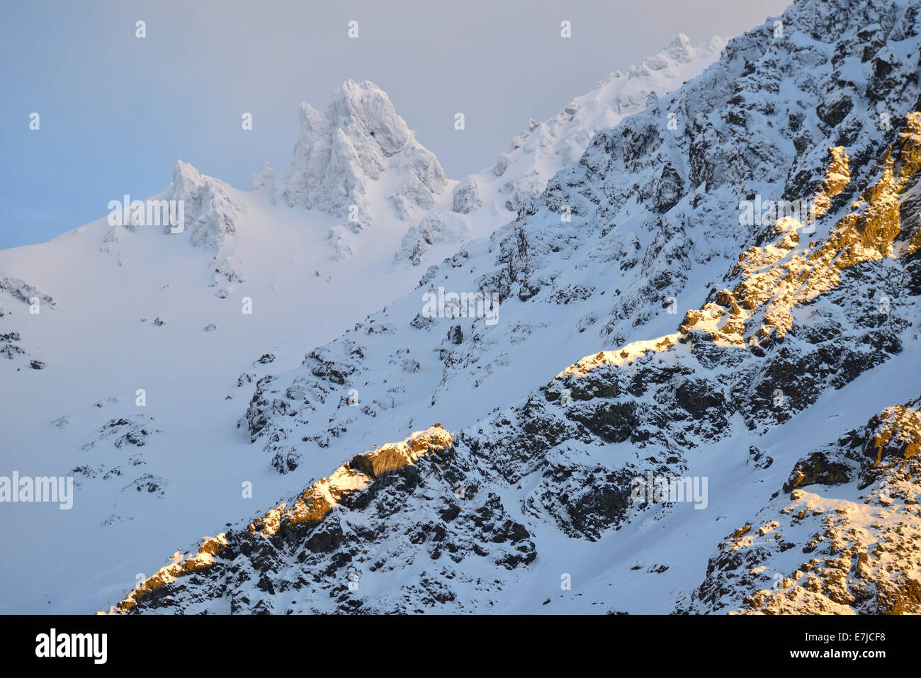 USA, USA, Amerika, fernen Norden, Alaska, Alaska Range, Berg, Gipfel, letzte Licht Stockfoto