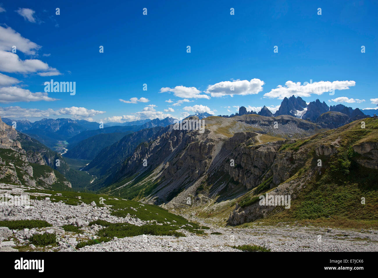 Italien, Europa, Trentino, Südtirol, Südtirol, Refugio Auronzo, drei Zinnen, Zinnen, drei Zinnen von Lavaredo, Sextner Stockfoto