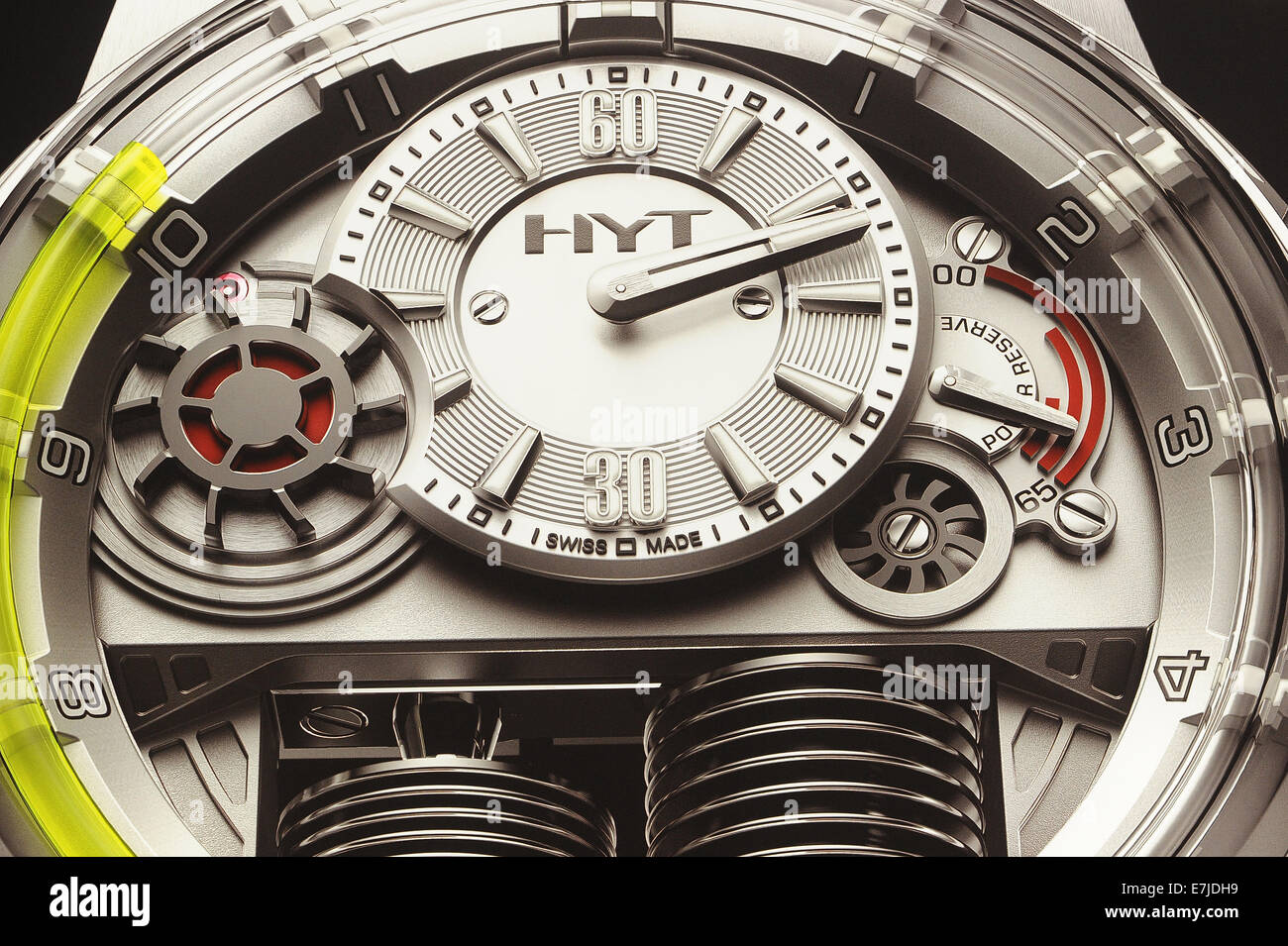 Uhren, Uhren, Uhr, Uhren, Luxus, schweizerisch, Mechanik, Luxus-Uhren, Hyt, Hydro Mechanik, Wasseruhr, Armbanduhr, Technolog Stockfoto