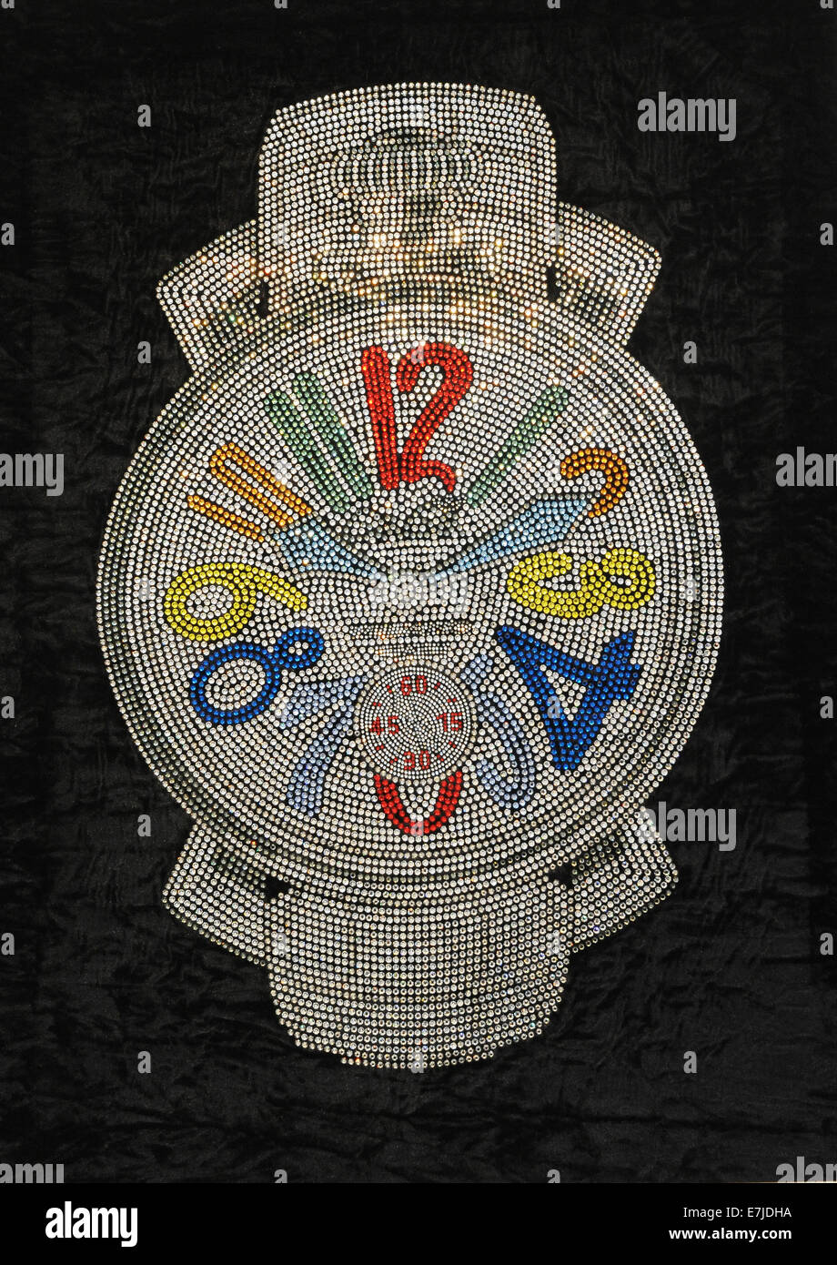 Uhren, Uhren, Uhr, Uhr, bunt, Zifferblatt, Edelsteine, Luxus, Armbanduhr Stockfoto