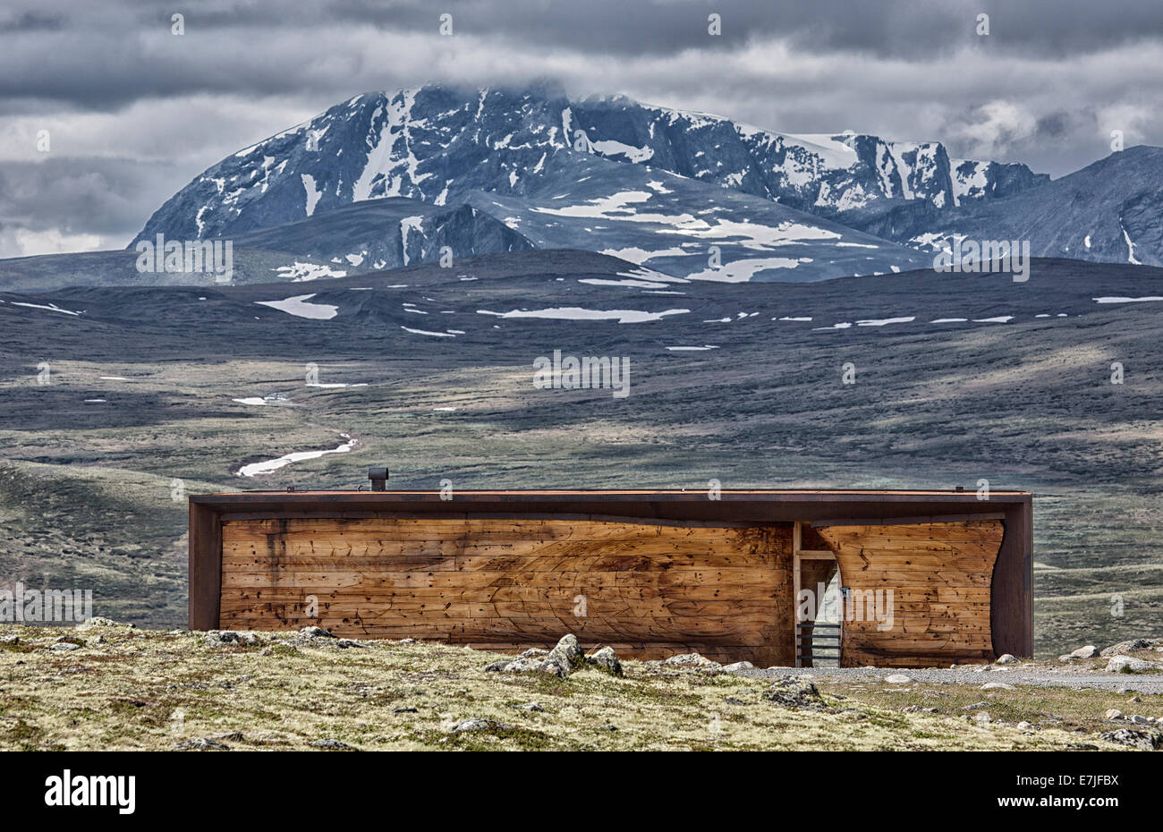Architektur Dovrefjell Fjell Highland Holzhaus Hutte Nationalpark Norwegen Europa Norwegische Wilde Rentiere Zentrum Pavi Stockfotografie Alamy