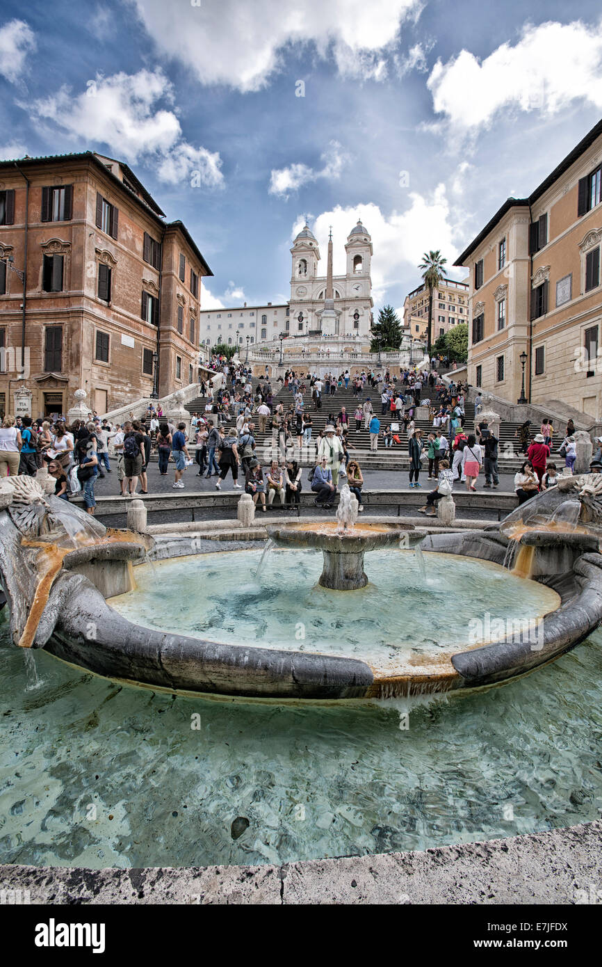Italien, Europa, Rom, Piazza di Spagna, Spanische Treppe, Trinita dei Monti, Touristen Stockfoto