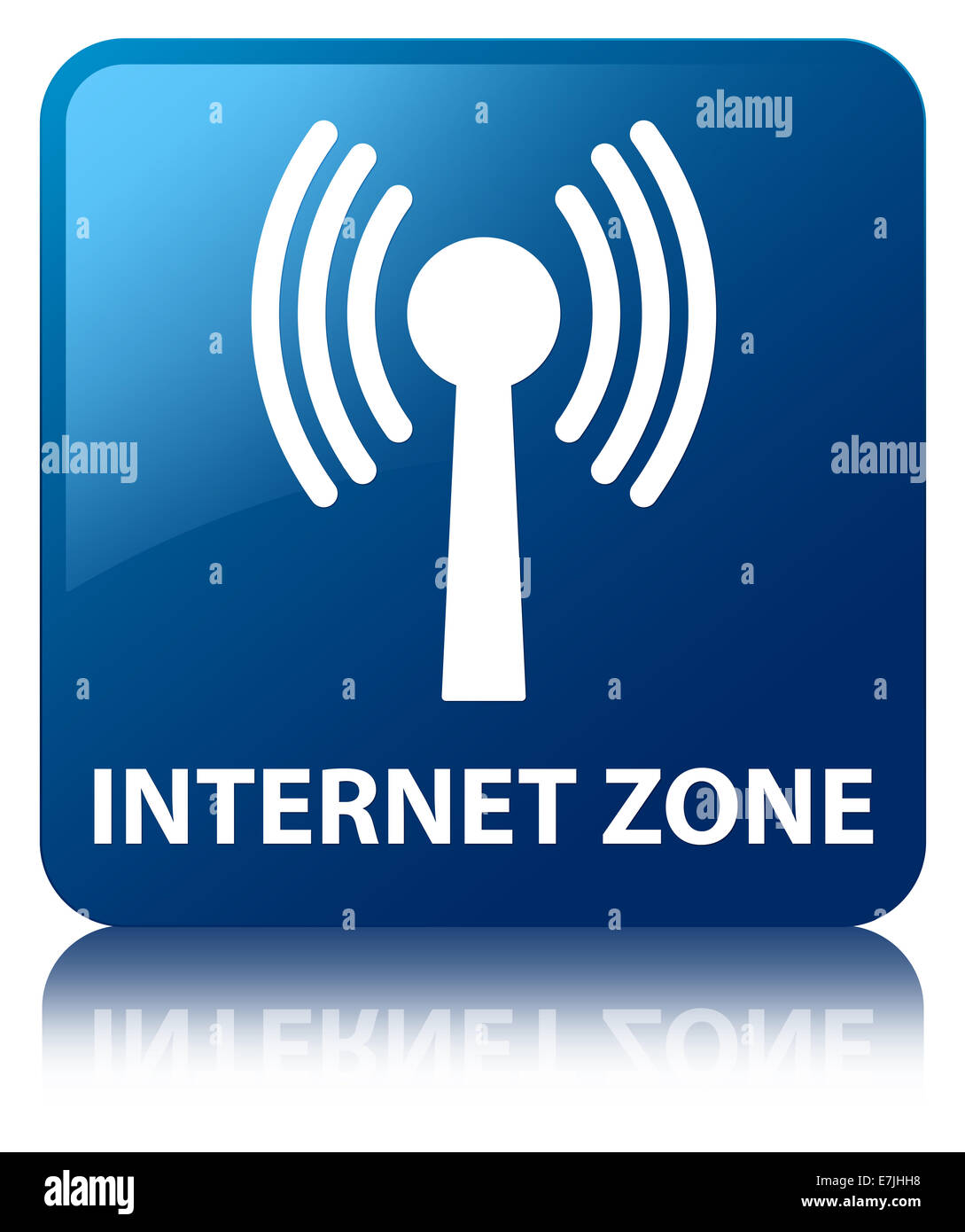 Internet Zone blaue Quadrat-Taste Stockfoto