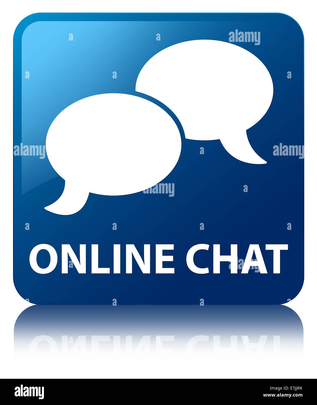 Online-Chat blauen Quadrat-Taste Stockfoto