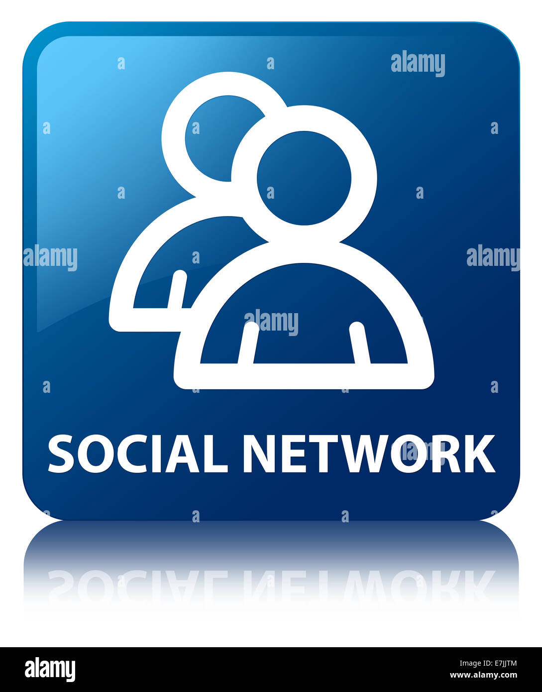 Soziales Netzwerk (Gruppensymbol) glänzend blau reflektiert die Quadrat-Taste Stockfoto