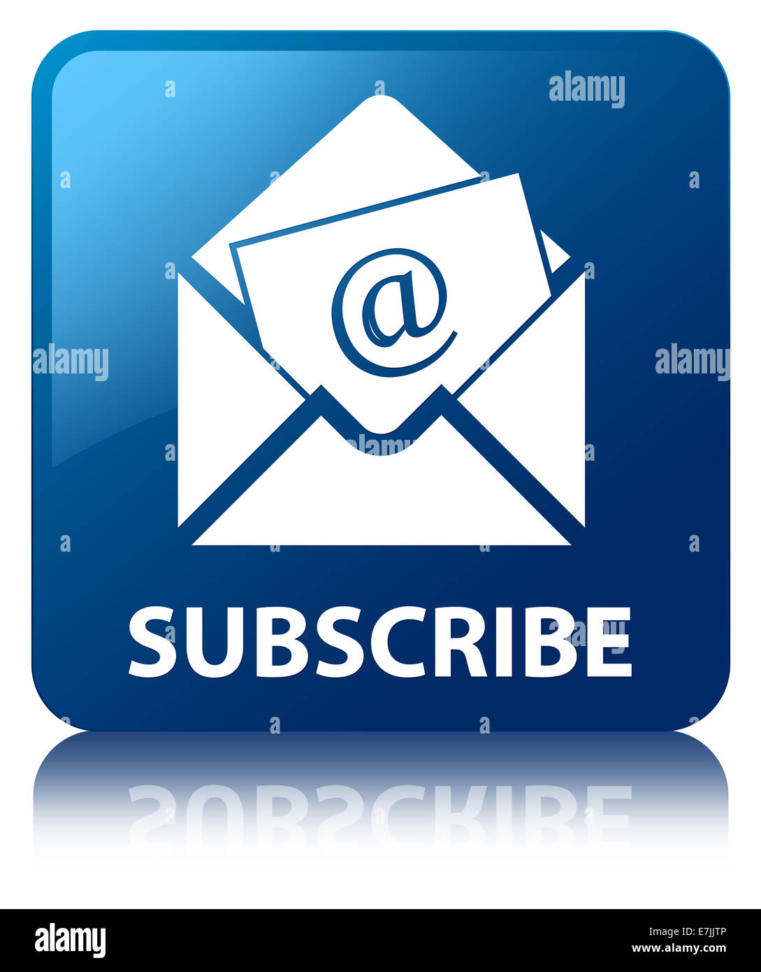 Abonnieren Sie (Newsletter e-Mail-Symbol) glänzend blaue reflektierten Quadrat-Taste Stockfoto
