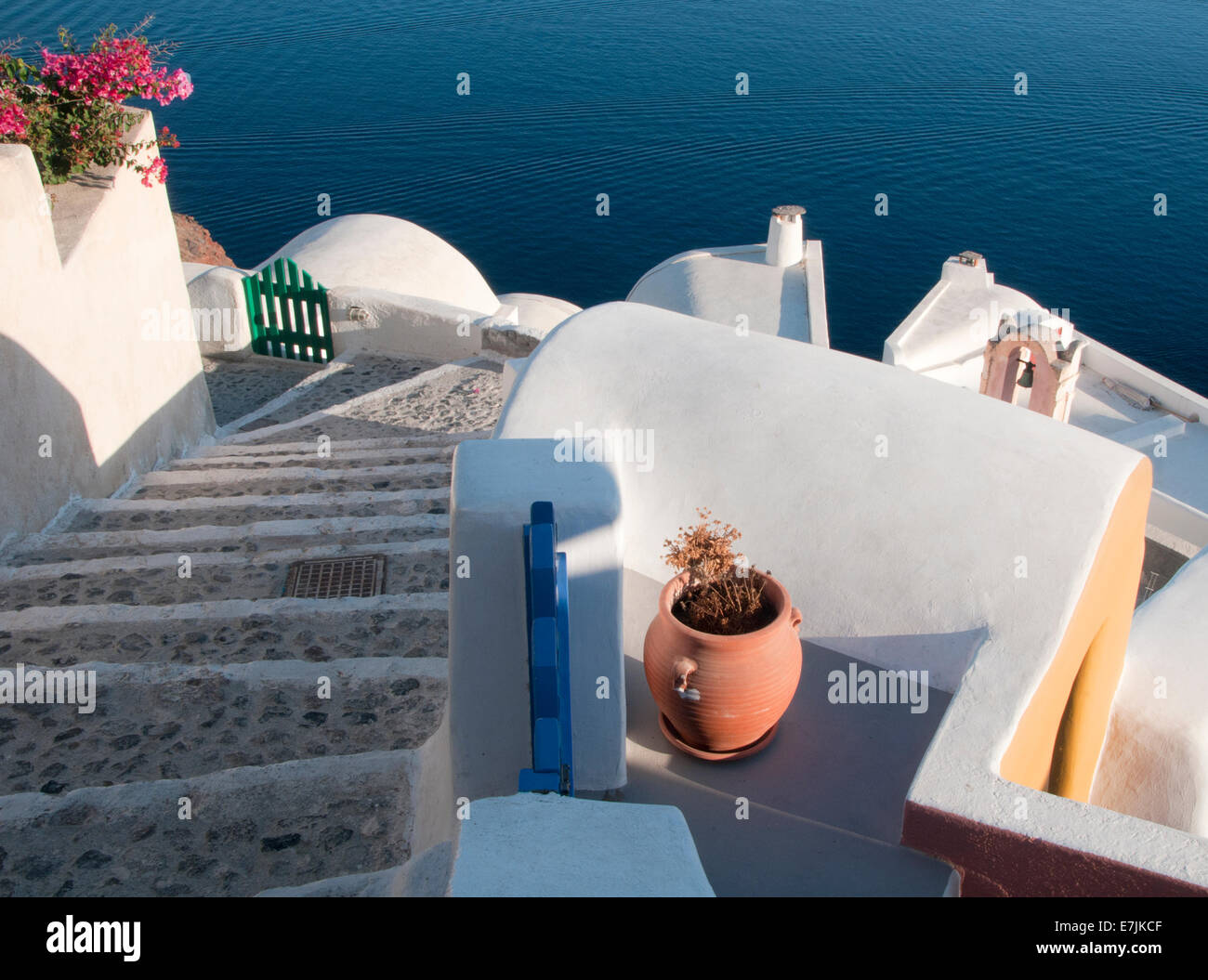 Village Szene, Dorf Oia, Oia, Santorini, Kykladen Inseln, Griechische Inseln, Griechenland, Europa Stockfoto