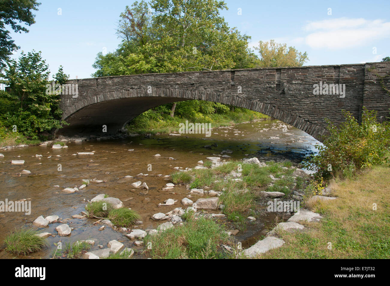 Taughannock Falls State Park, Brücke. Stockfoto