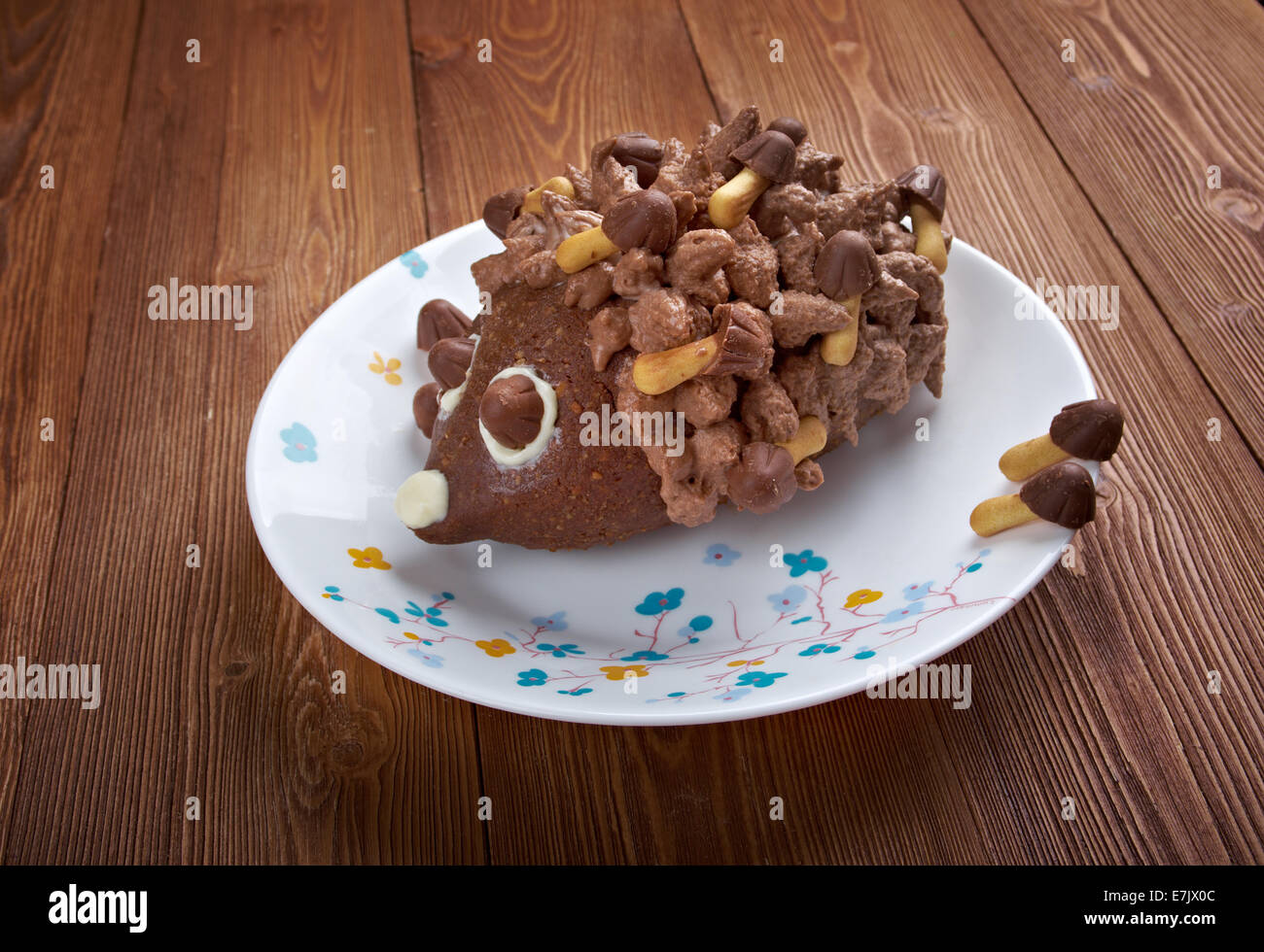 Kinder-Schokolade-Kuchen - Hedgehog.Kids Essen... Stockfoto