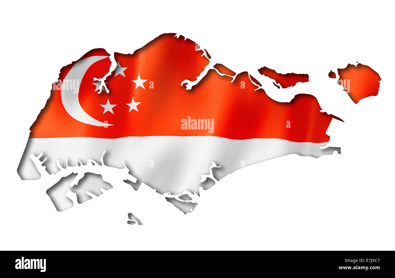 Singapur-Flagge abzubilden, drei dimensionalen Render, isoliert auf weiss Stockfoto
