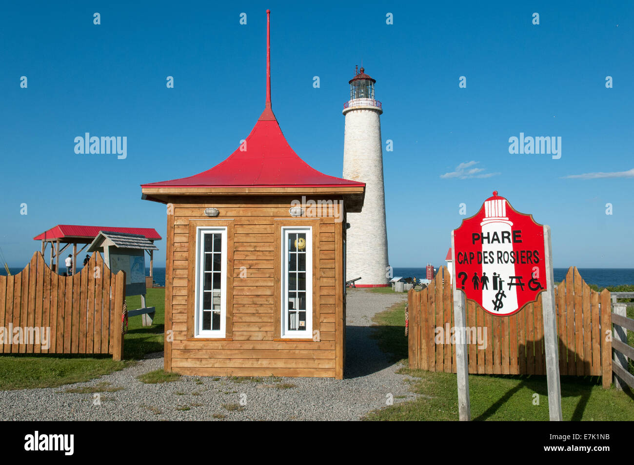 Kappe des Rosiers Leuchtturm am Ufer des St.-Lorenz-Strom Gaspésie Québec Kanada Stockfoto