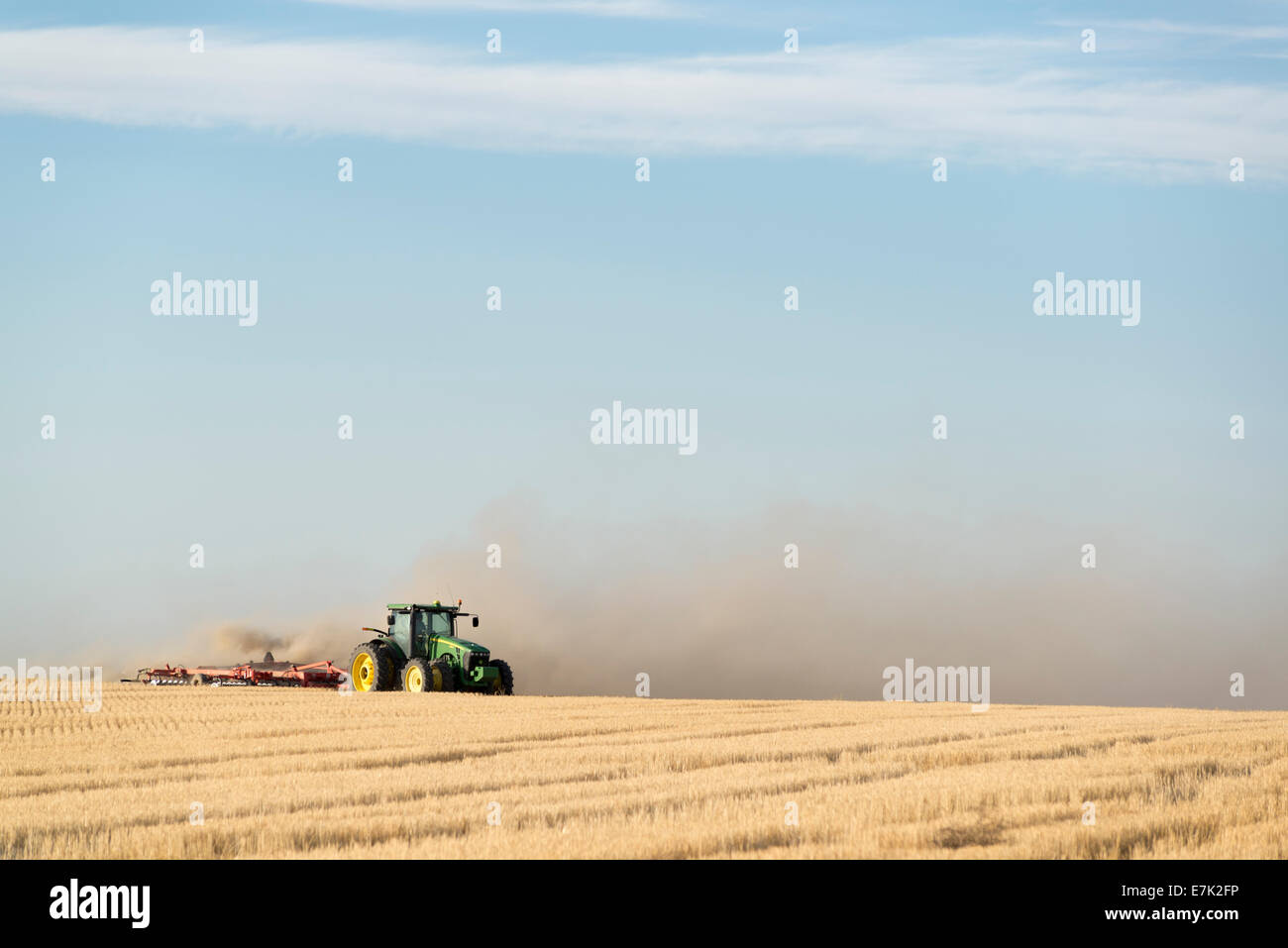 Wolke aus Staub geschaffen von einem Traktor disking ein Feld in der Nähe von Milton Freewater, Oregon. Stockfoto