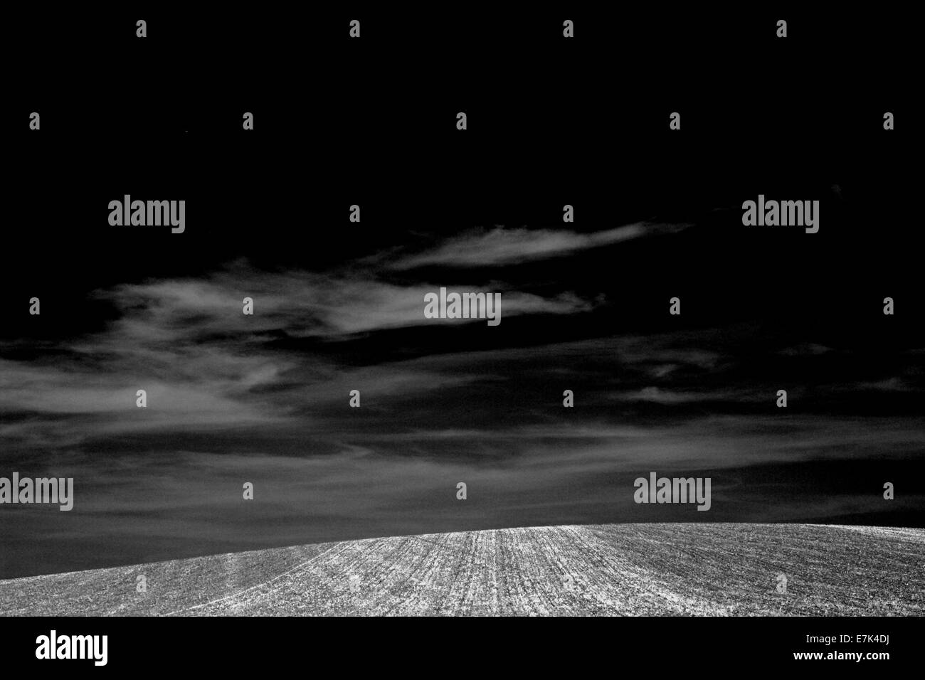 Ackerland nach dem Pflügen Stockfoto