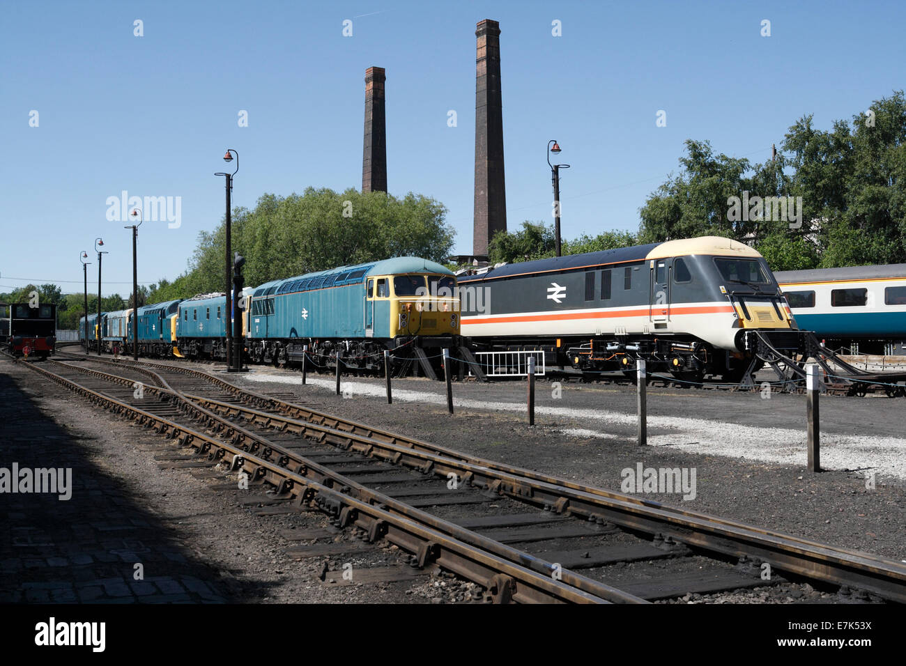 Verschiedenen britischen Lokomotiven in Barrow Hill, Derbyshire, UK Stockfoto