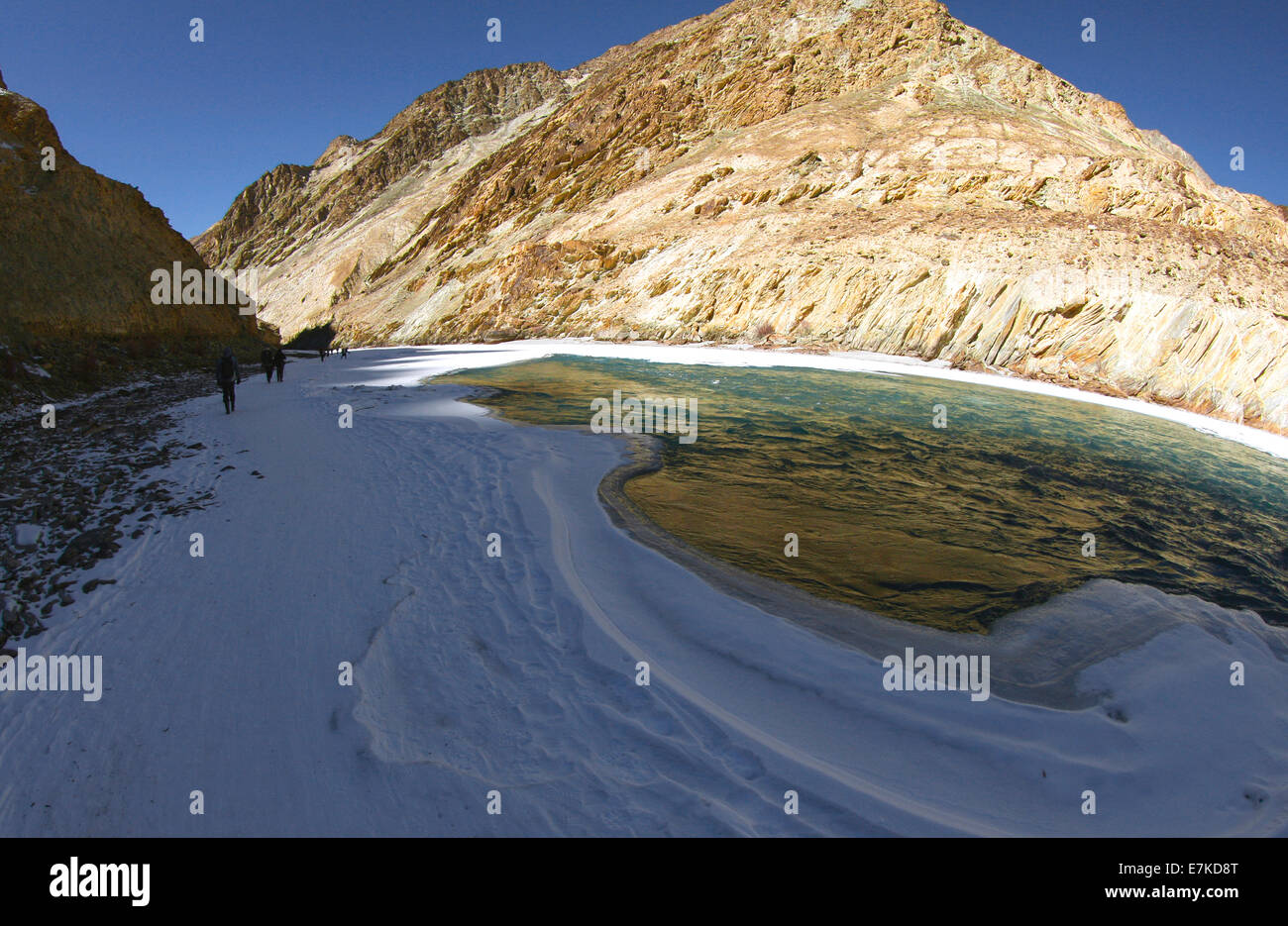 Chadar Trek am Fluss Zanskar, Ladakh Stockfoto