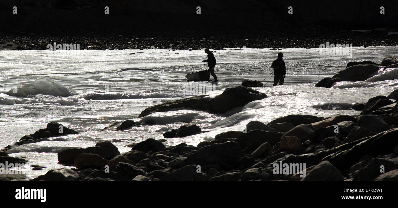 Chadar Trek am Fluss Zanskar, Ladakh Stockfoto