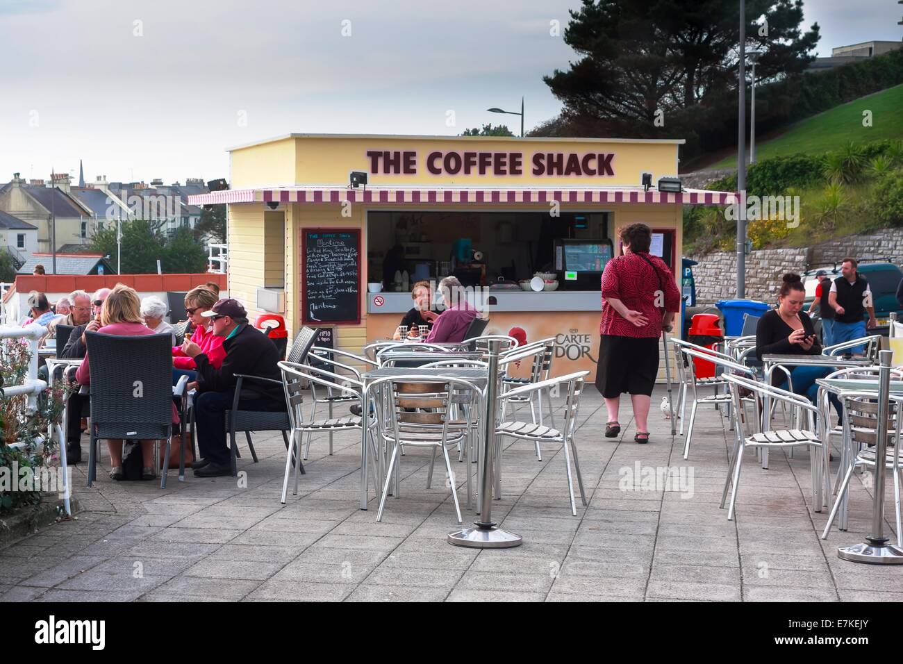 Der Kaffee Shack auf Plymouth Strandpromenade, Devon, England, UK Stockfoto