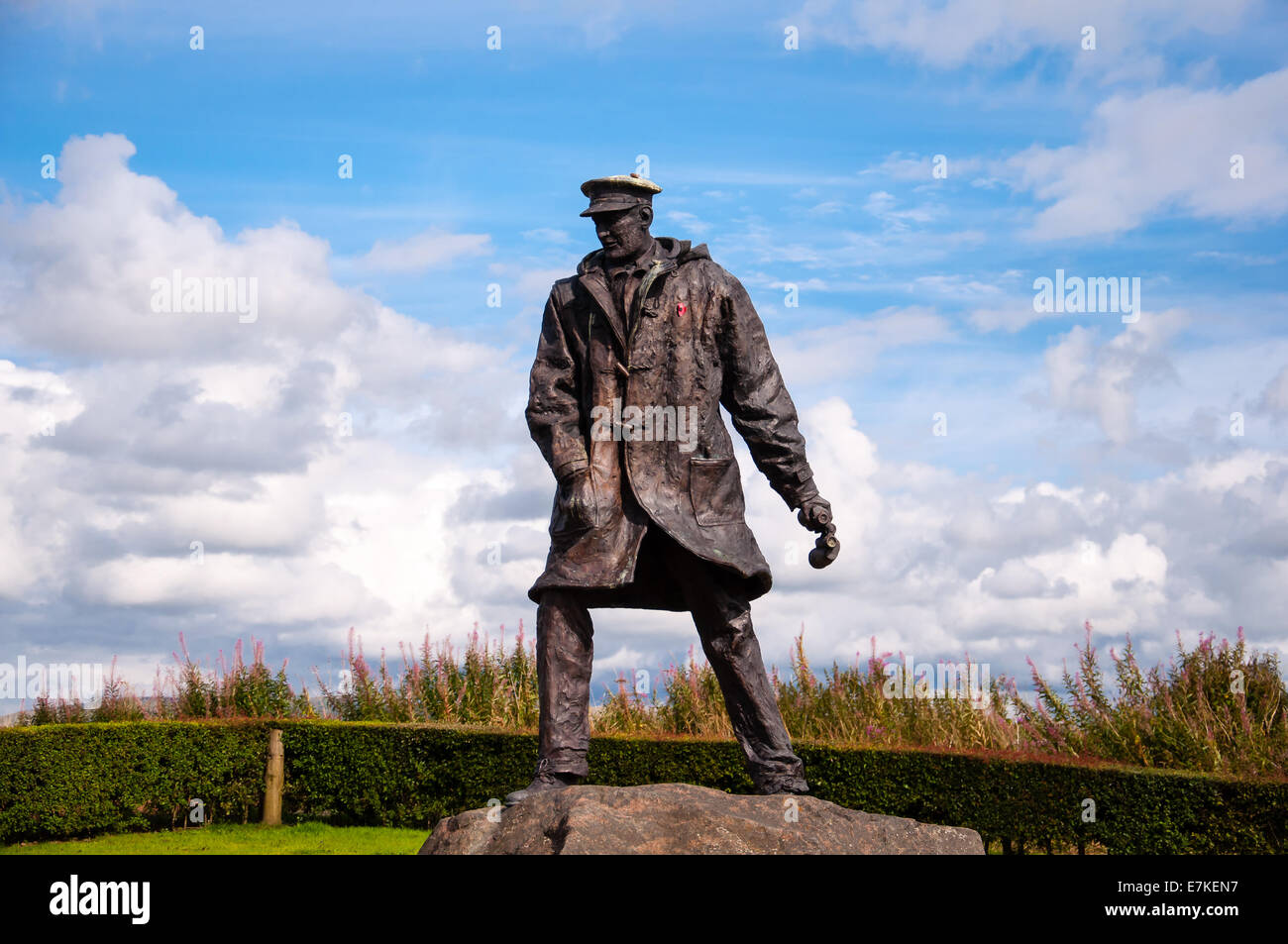 Statue von Sir David Stirling, dem Gründer der Sas, gegen dramatischen Himmel Stockfoto