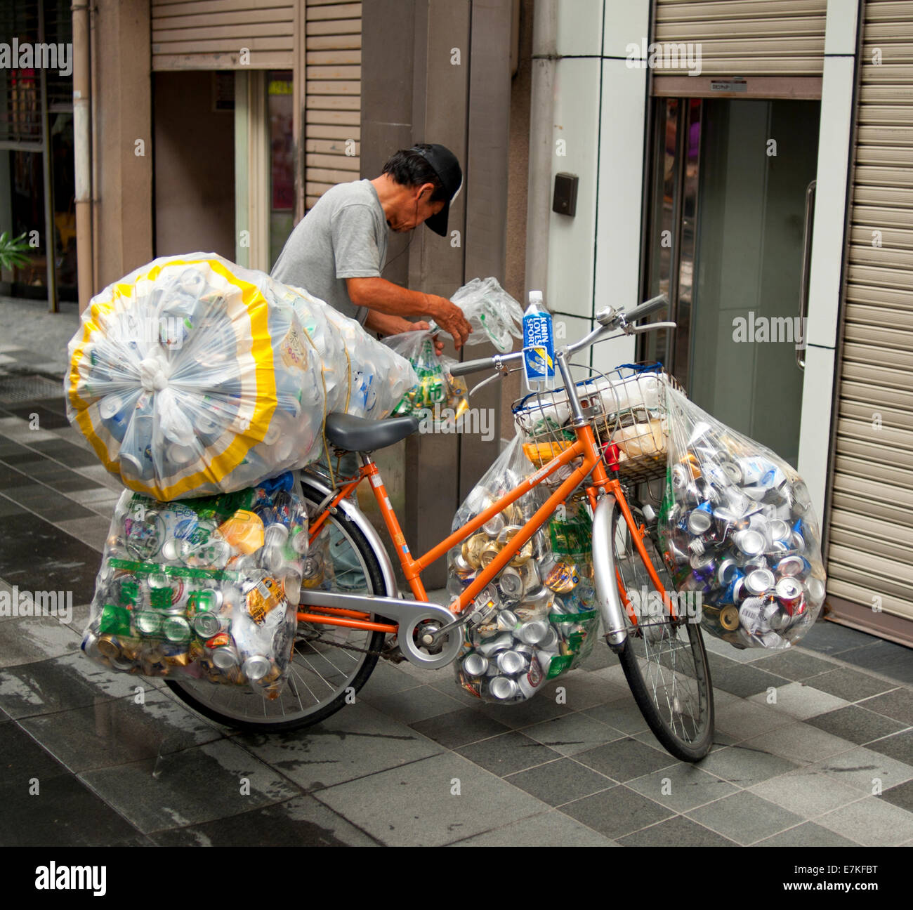 Japanische recycling in Kyoto, Japan. Stockfoto