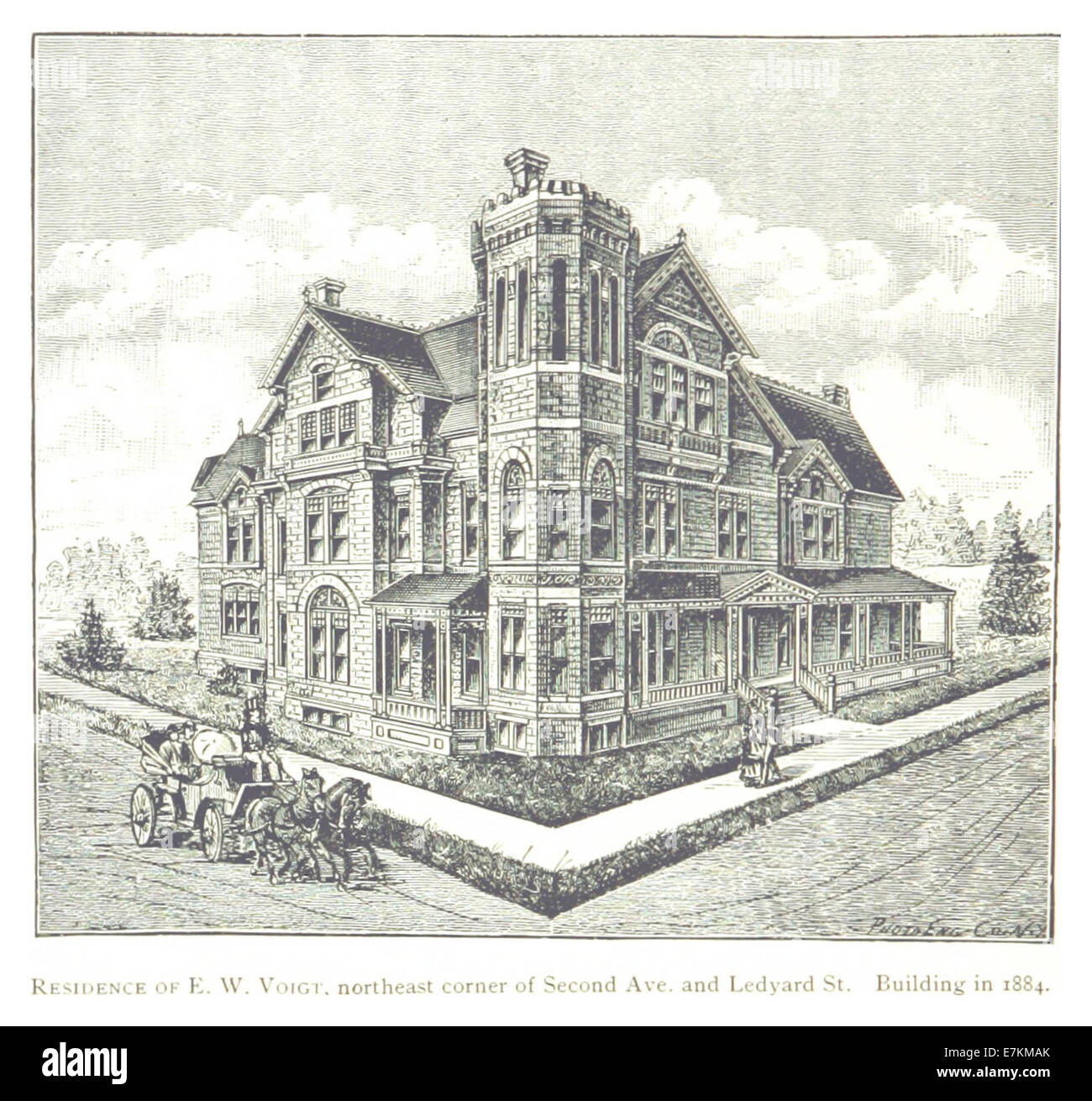Farmer(1884) Detroit, p472 Residenz von e.w. VOIGT, Nordost-Ecke des zweiten Ave und LEDYARD ST. Gebäude IN 1884 Stockfoto