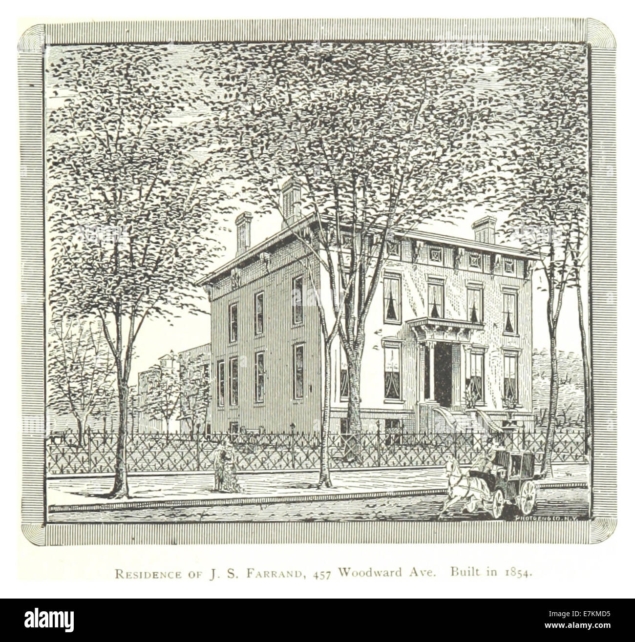 Farmer(1884) Detroit, p481 Wohnsitz von J. S. FARRAND, 457 WOODWARD Avenue BUILT IN 1854 Stockfoto
