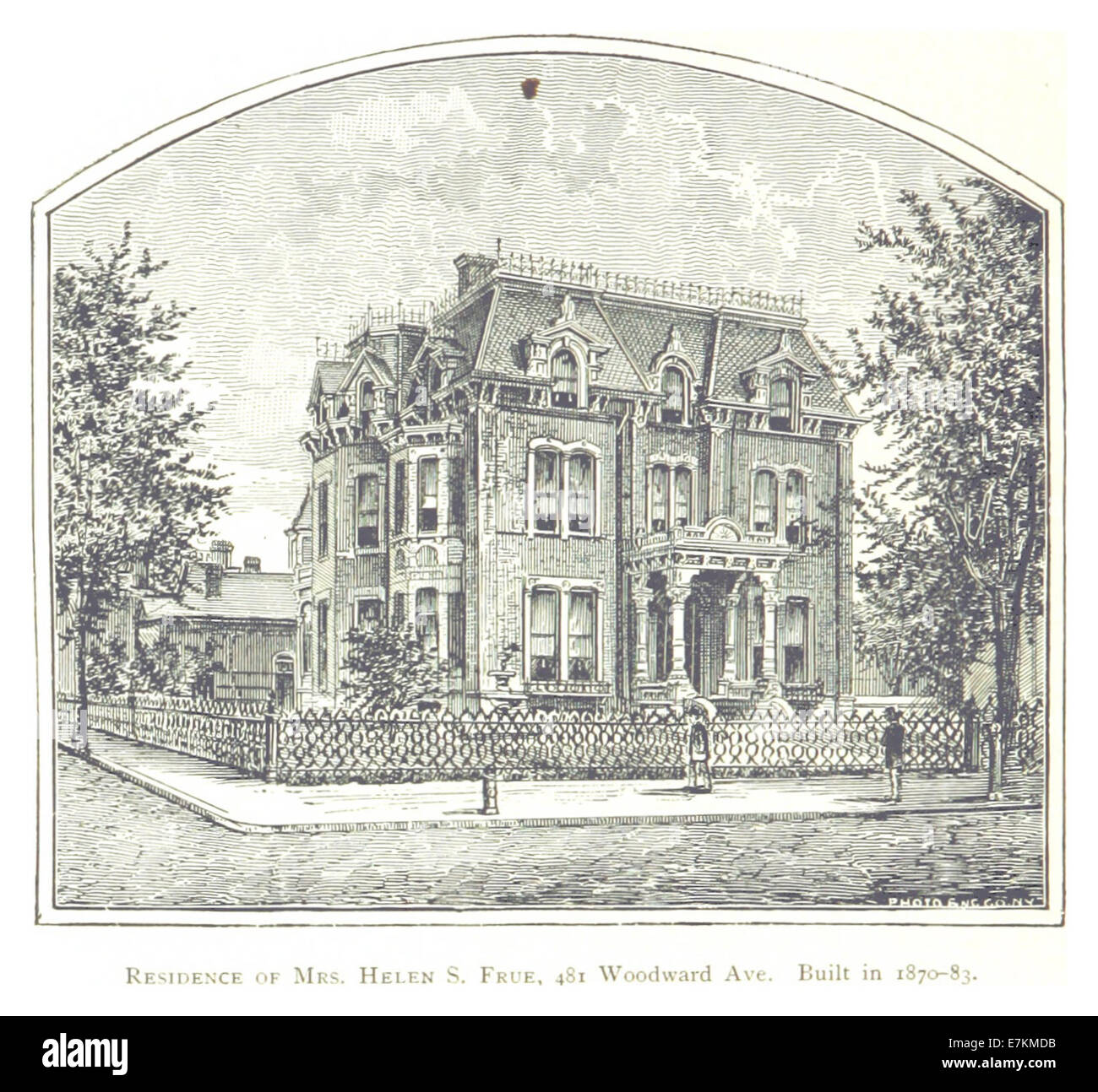 Farmer(1884) Detroit, p482 Residenz von Mrs HELEN S. FRUE, 481 WOODWARD Avenue BUILT IN 1870-83 Stockfoto