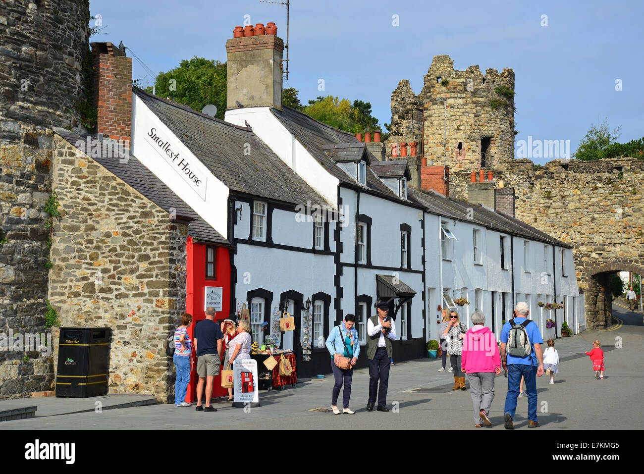 Häuser am Kai, Conwy Hafen, Conwy, Conwy County Borough, Wales, Vereinigtes Königreich Stockfoto