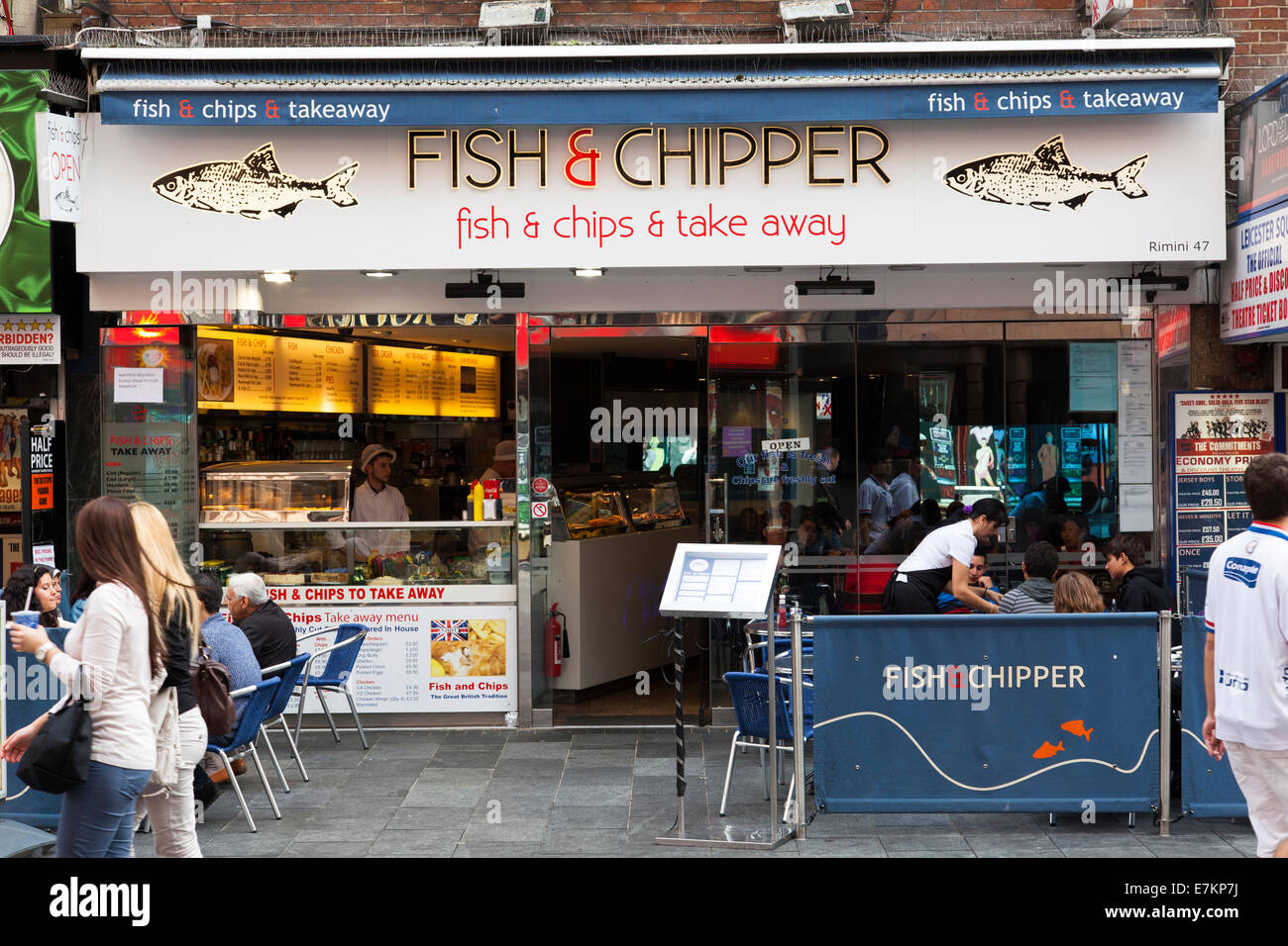 Fisch & Chipper Imbiss und Restaurant, Leicester Square, London, England, Großbritannien Stockfoto
