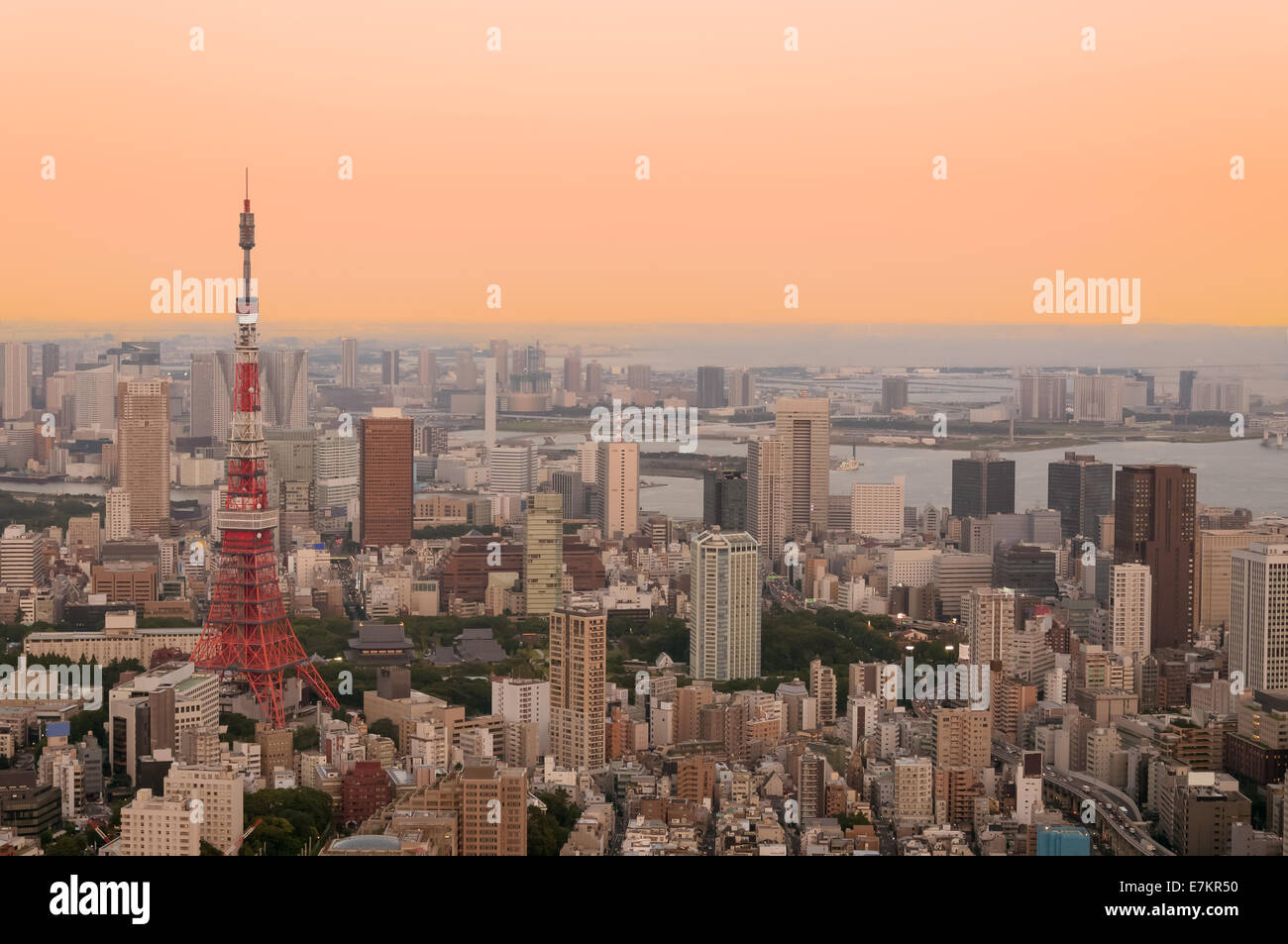 Das Stadtbild von Tokyo in der Dämmerung. Stockfoto