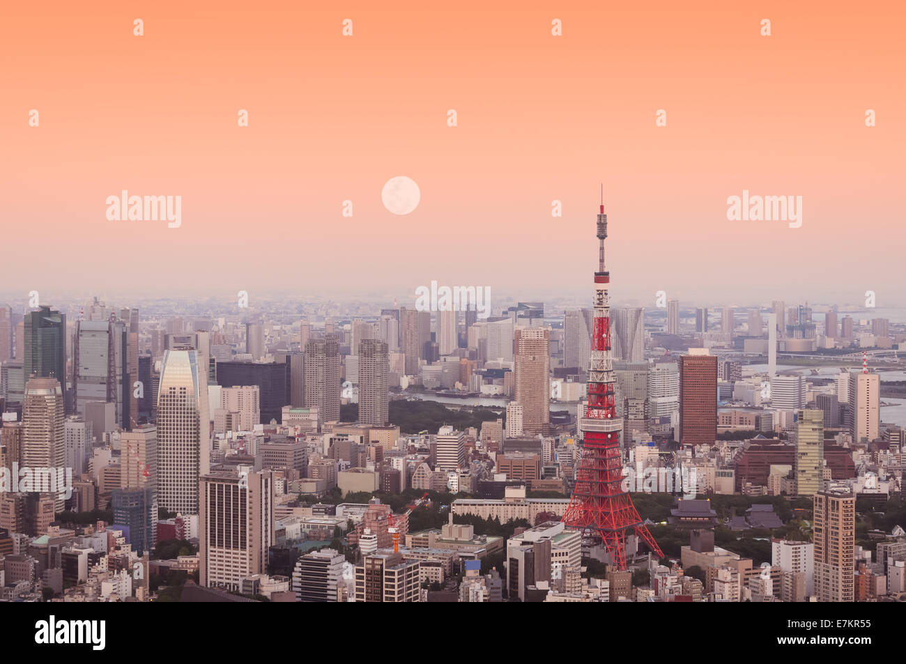 Das Stadtbild von Tokyo in der Dämmerung. Stockfoto